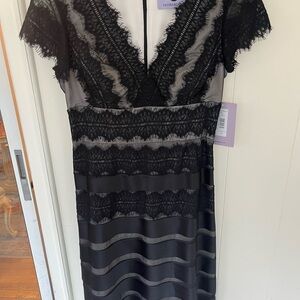 NWT - JS Collections Black Lace Dress with Satin Lining